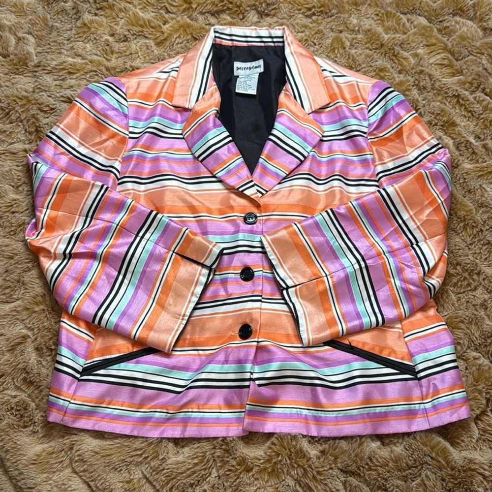 Perceptions Women's Striped Multicolor Blazer size 18 - Picture 3 of 12